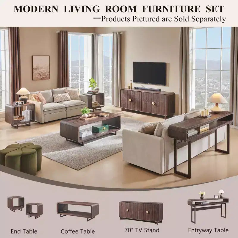 Mesa de centro de 48, mesa de centro moderna con estante de almacenamiento de 2 niveles, mesa rectangular de madera para sala de estar con madera gruesa para sala de estar