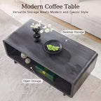 Mesa de centro de 48, mesa de centro moderna con estante de almacenamiento de 2 niveles, mesa rectangular de madera para sala de estar con madera gruesa para sala de estar