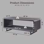 Mesa de centro de 48, mesa de centro moderna con estante de almacenamiento de 2 niveles, mesa rectangular de madera para sala de estar con madera gruesa para sala de estar