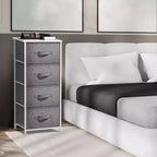 Sorbus Mesita de Noche con 4 Cajones – Almacenamiento para Armario, Hogar, Dormitorio Universitario – Incluye Marco de Acero, Tapa de Madera y Contenedores de Tela