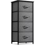 Sorbus 4 Drawers Chest Nightstand - Storage for Closet, Home, College Dorm - Features Steel Frame, Wood Top, & Fabric Bins