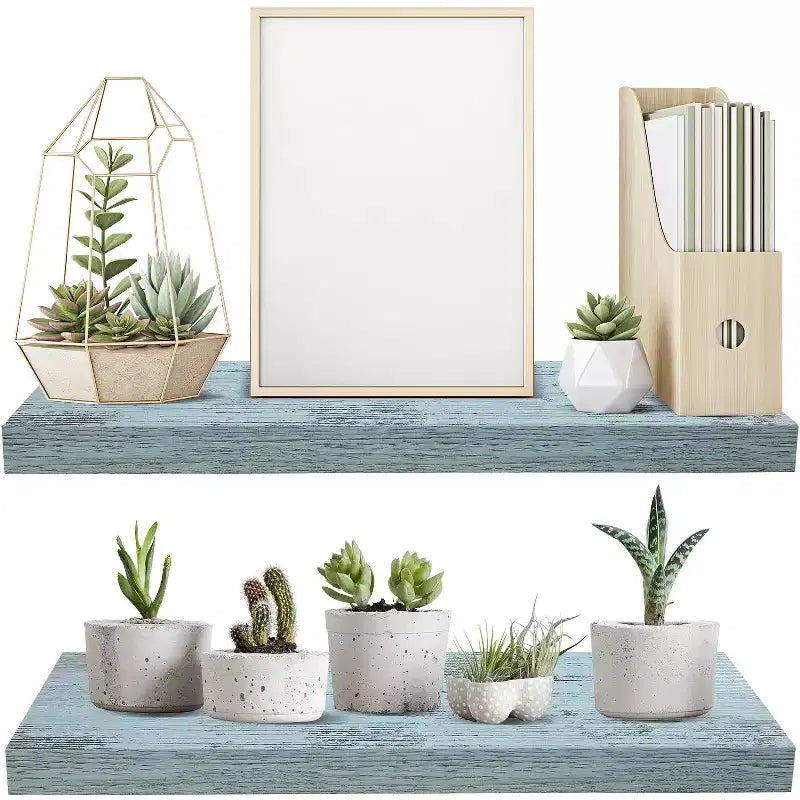 Paquete de 2 estantes de pared flotantes Sorbus (24x9) para dormitorio, decoración, cocina, sala de estar, para trofeos, marcos, estantería