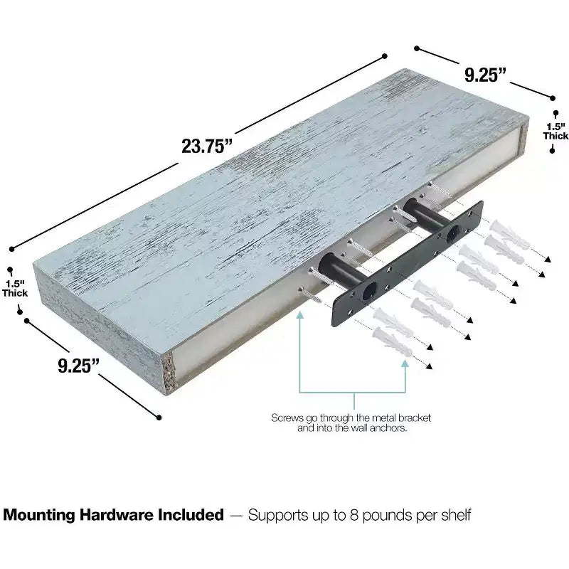 Paquete de 2 estantes de pared flotantes Sorbus (24x9) para dormitorio, decoración, cocina, sala de estar, para trofeos, marcos, estantería