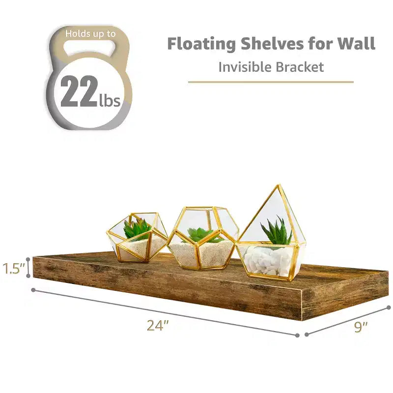 Paquete de 2 estantes de pared flotantes Sorbus (24x9) para dormitorio, decoración, cocina, sala de estar, para trofeos, marcos, estantería