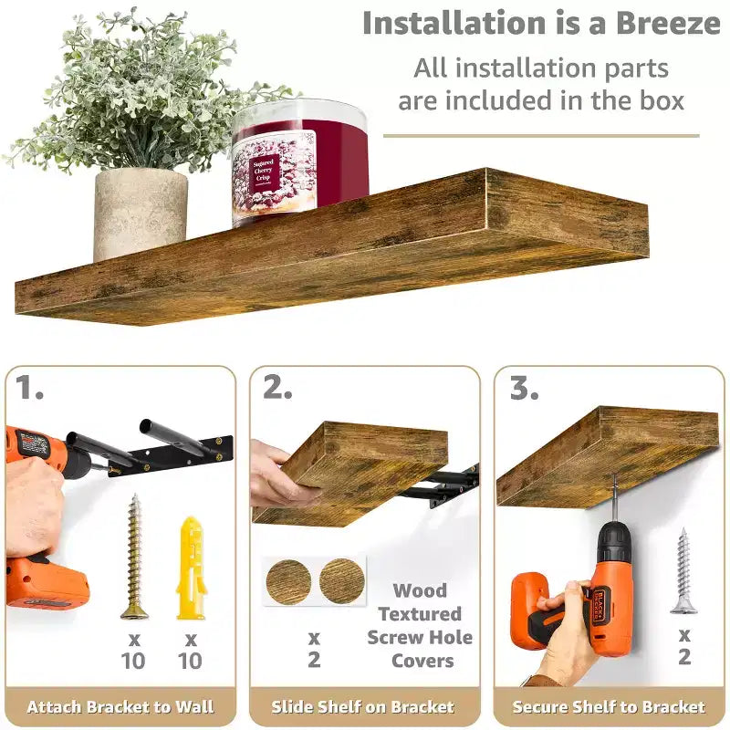 Paquete de 2 estantes de pared flotantes Sorbus (24x9) para dormitorio, decoración, cocina, sala de estar, para trofeos, marcos, estantería