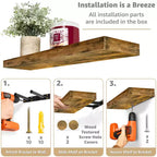 Paquete de 2 estantes de pared flotantes Sorbus (24x9) para dormitorio, decoración, cocina, sala de estar, para trofeos, marcos, estantería