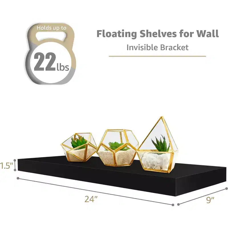 Paquete de 2 estantes de pared flotantes Sorbus (24x9) para dormitorio, decoración, cocina, sala de estar, para trofeos, marcos, estantería