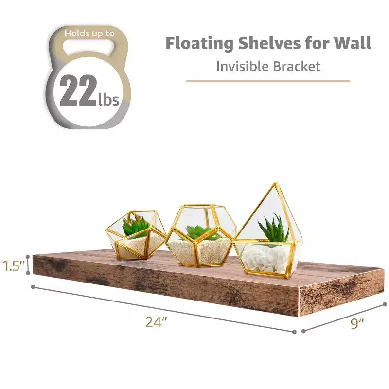 Paquete de 2 estantes de pared flotantes Sorbus (24x9) para dormitorio, decoración, cocina, sala de estar, para trofeos, marcos, estantería
