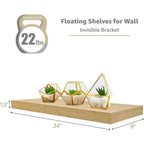 Paquete de 2 estantes de pared flotantes Sorbus (24x9) para dormitorio, decoración, cocina, sala de estar, para trofeos, marcos, estantería