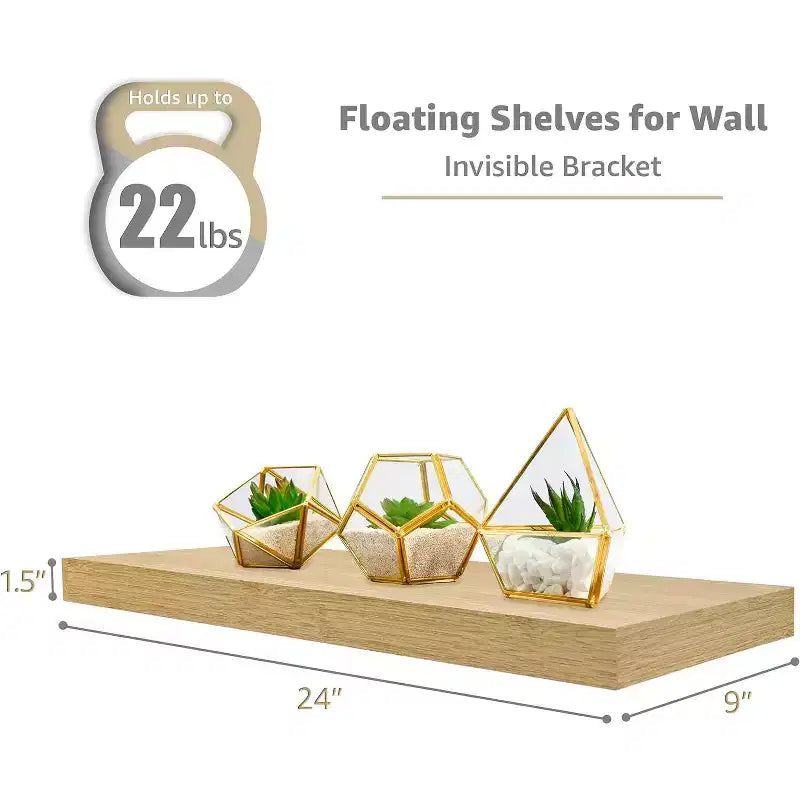 Paquete de 2 estantes de pared flotantes Sorbus (24x9) para dormitorio, decoración, cocina, sala de estar, para trofeos, marcos, estantería