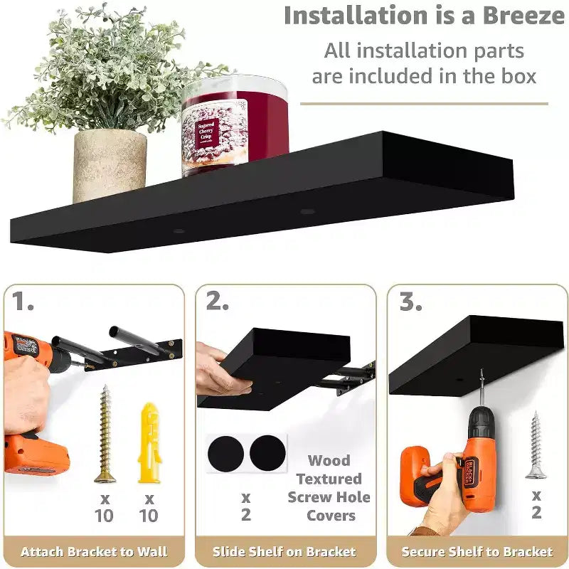 Paquete de 2 estantes de pared flotantes Sorbus (24x9) para dormitorio, decoración, cocina, sala de estar, para trofeos, marcos, estantería