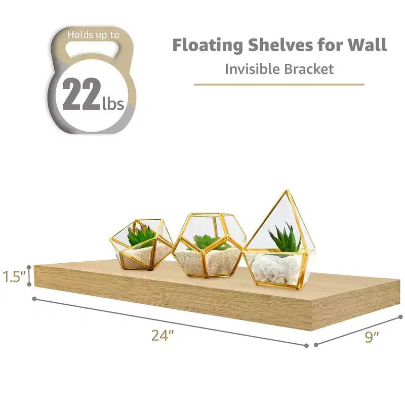 Paquete de 2 estantes de pared flotantes Sorbus (24x9) para dormitorio, decoración, cocina, sala de estar, para trofeos, marcos, estantería