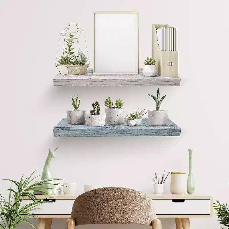 Paquete de 2 estantes de pared flotantes Sorbus (24x9) para dormitorio, decoración, cocina, sala de estar, para trofeos, marcos, estantería