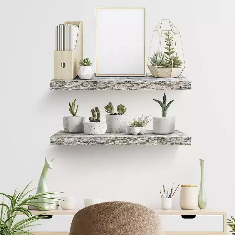 Paquete de 2 estantes de pared flotantes Sorbus (24x9) para dormitorio, decoración, cocina, sala de estar, para trofeos, marcos, estantería