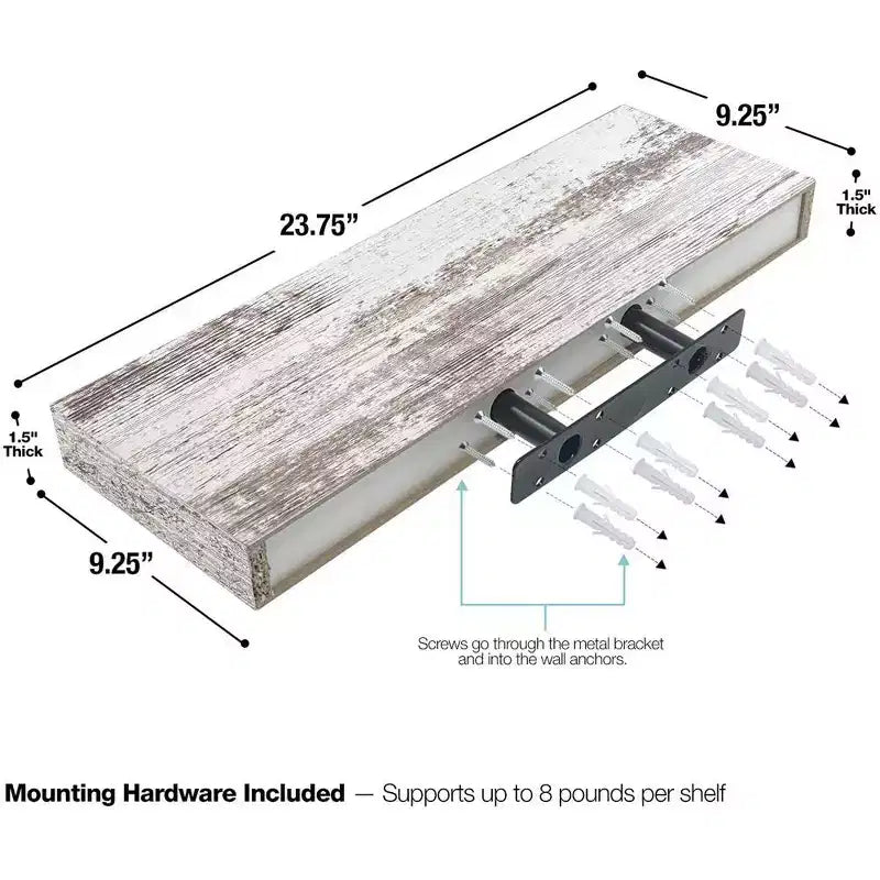 Paquete de 2 estantes de pared flotantes Sorbus (24x9) para dormitorio, decoración, cocina, sala de estar, para trofeos, marcos, estantería