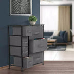 Cómoda Sorbus con 7 cajones - Organizador de almacenamiento con estructura de acero, tapa de madera, tiradores y cubos de tela