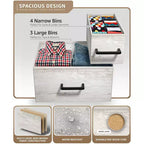 Cómoda Sorbus con 7 cajones - Organizador de almacenamiento con estructura de acero, tapa de madera, tiradores y cubos de tela