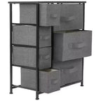 Cómoda Sorbus con 7 cajones - Organizador de almacenamiento con estructura de acero, tapa de madera, tiradores y cubos de tela
