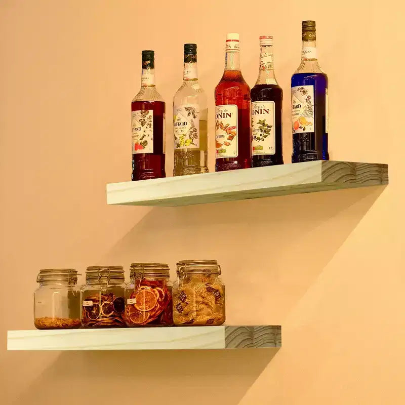 Sorbus Paquete de 2 estantes flotantes de madera maciza de 35" - Para decoración de baño, libros, dormitorio y sala de estar