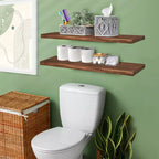 Sorbus Paquete de 2 estantes flotantes de madera maciza de 35" - Para decoración de baño, libros, dormitorio y sala de estar