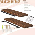 Sorbus Paquete de 2 estantes flotantes de madera maciza de 35" - Para decoración de baño, libros, dormitorio y sala de estar