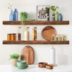Sorbus Paquete de 2 estantes flotantes de madera maciza de 35" - Para decoración de baño, libros, dormitorio y sala de estar