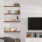 Sorbus Paquete de 2 estantes flotantes de madera maciza de 35" - Para decoración de baño, libros, dormitorio y sala de estar