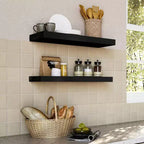 Sorbus Paquete de 2 estantes flotantes de madera maciza de 35" - Para decoración de baño, libros, dormitorio y sala de estar