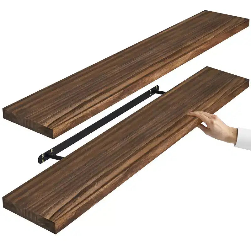 Sorbus Paquete de 2 estantes flotantes de madera maciza de 35" - Para decoración de baño, libros, dormitorio y sala de estar