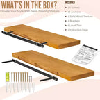 Sorbus Paquete de 2 estantes flotantes de madera maciza de 35" - Para decoración de baño, libros, dormitorio y sala de estar