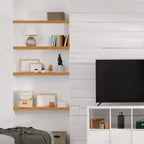 Sorbus Paquete de 2 estantes flotantes de madera maciza de 35" - Para decoración de baño, libros, dormitorio y sala de estar
