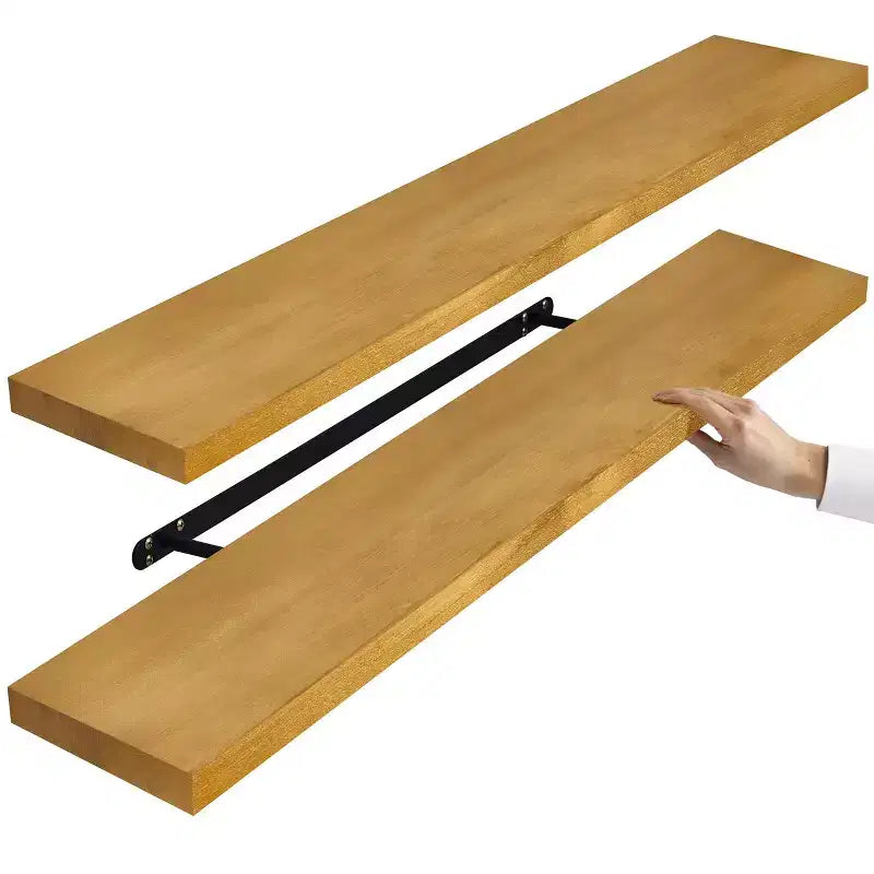 Sorbus Paquete de 2 estantes flotantes de madera maciza de 35" - Para decoración de baño, libros, dormitorio y sala de estar