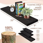 Sorbus Paquete de 2 estantes flotantes de madera maciza de 35" - Para decoración de baño, libros, dormitorio y sala de estar