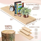 Sorbus Paquete de 2 estantes flotantes de madera maciza de 35" - Para decoración de baño, libros, dormitorio y sala de estar