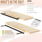 Sorbus Paquete de 2 estantes flotantes de madera maciza de 35" - Para decoración de baño, libros, dormitorio y sala de estar