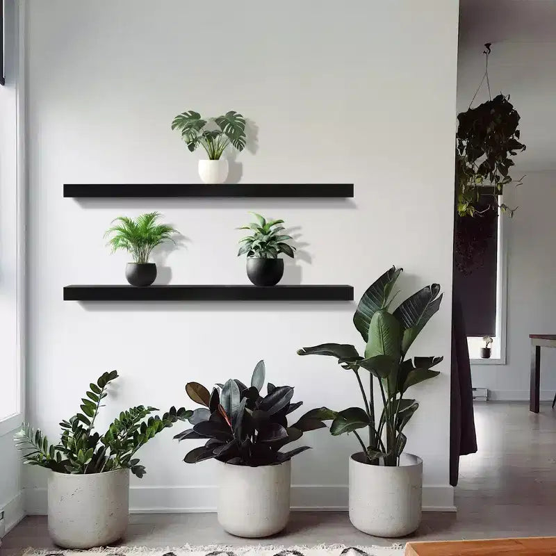 Sorbus Paquete de 2 estantes flotantes de madera maciza de 35" - Para decoración de baño, libros, dormitorio y sala de estar