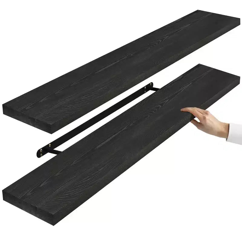 Sorbus Paquete de 2 estantes flotantes de madera maciza de 35" - Para decoración de baño, libros, dormitorio y sala de estar