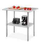 Stainless Steel Table, Heavy-Duty Metal Commercial Prep Table with Open Storage Racks for Restaurant Kitchens, Home, Hotels, Food Preparation