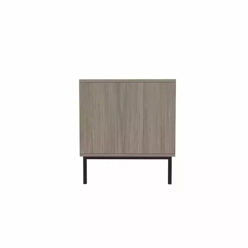 Mesa de centro rectangular de madera con puerta corredera y chapa tejida, almacenamiento simétrico para salón o dormitorio