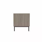 Mesa de centro rectangular de madera con puerta corredera y chapa tejida, almacenamiento simétrico para salón o dormitorio