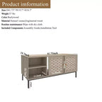 Mesa de centro rectangular de madera con puerta corredera y chapa tejida, almacenamiento simétrico para salón o dormitorio
