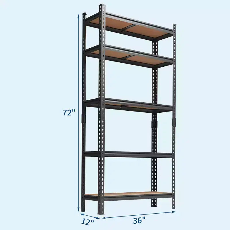 Estanterías de Almacenamiento de 5 Niveles, Estantería Metálica Ajustable de Alta Resistencia para Garaje, Estanterías para Sótano, Almacén, Despensa, Armario, Cocina