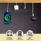 Mesita de noche con puertos USB y enchufes, puertas decoradas con ratán y estante abierto, para dormitorio, sala de estar u oficina,