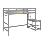 Cama alta doble con escaleras, estructura de cama infantil que ahorra espacio, plataforma con escalera, barandilla, no requiere somier
