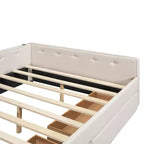 Sofá cama tapizado con cajones de almacenamiento, sofá cama esquinero en forma de L, estructura de cama baja con carga USB para adolescentes y adultos, beige