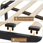 Base de Cama con Plataforma, Cabecera con Almacenamiento, Estación de Carga USB, 4 Cajones de Almacenamiento, No Requiere Colchón de Resortes, Fácil de Montar, Soporte de Alta Resistencia