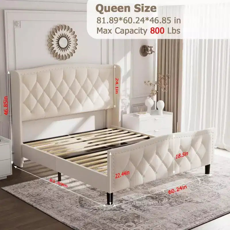 Base de Cama con Plataforma, Cabecera con Almacenamiento, Estación de Carga USB, 4 Cajones de Almacenamiento, No Requiere Colchón de Resortes, Fácil de Montar, Soporte de Alta Resistencia