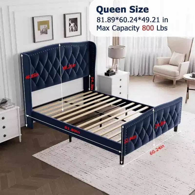 Base de Cama con Plataforma, Cabecera con Almacenamiento, Estación de Carga USB, 4 Cajones de Almacenamiento, No Requiere Colchón de Resortes, Fácil de Montar, Soporte de Alta Resistencia