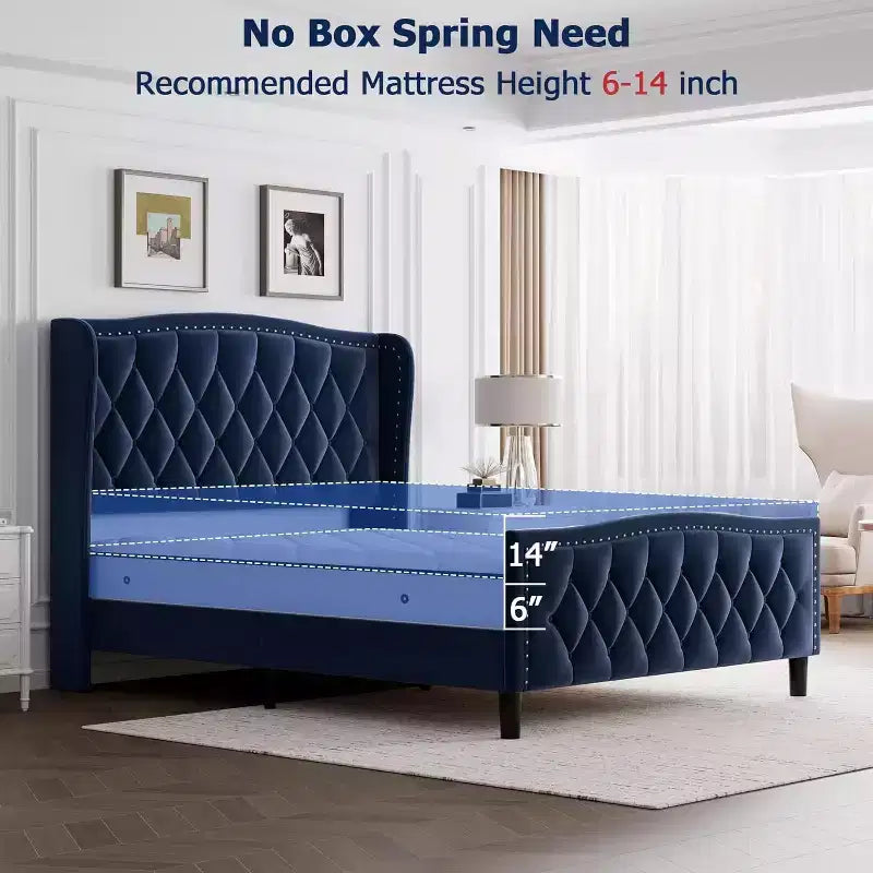 Base de Cama con Plataforma, Cabecera con Almacenamiento, Estación de Carga USB, 4 Cajones de Almacenamiento, No Requiere Colchón de Resortes, Fácil de Montar, Soporte de Alta Resistencia