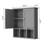 Botiquín de baño de pared con 2 puertas y estante abierto para almacenamiento organizado